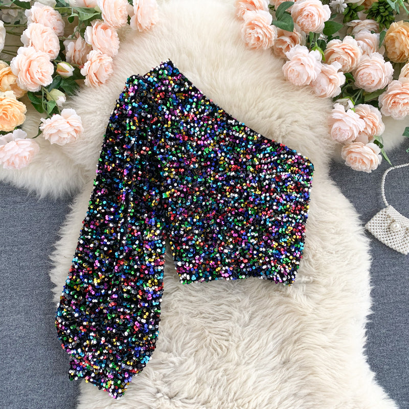 Haut Paillette Femme Disco