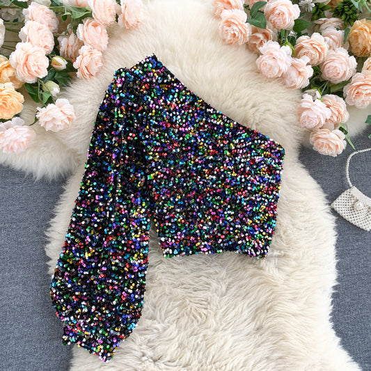 Haut Paillette Femme Disco