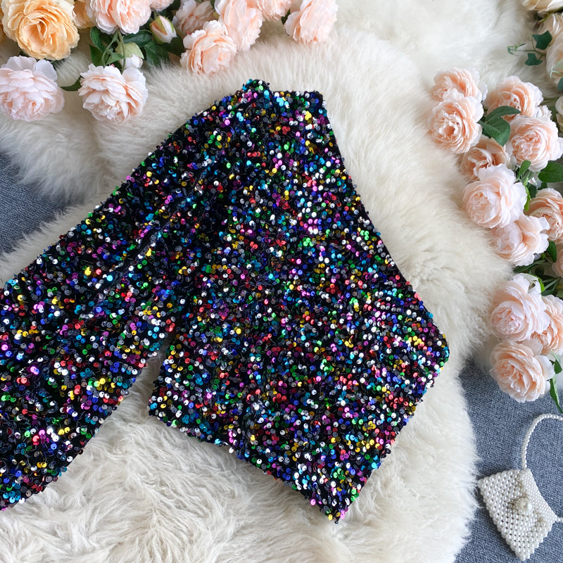 Haut Paillette Femme Disco