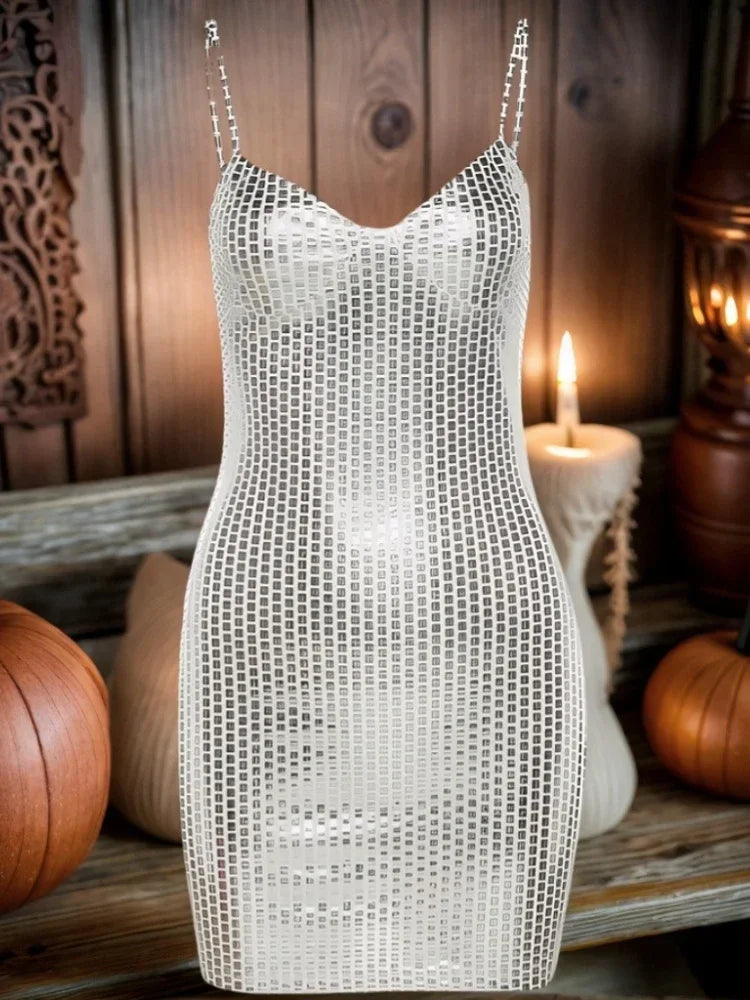 Robe de Soirée Argentée Pailletée