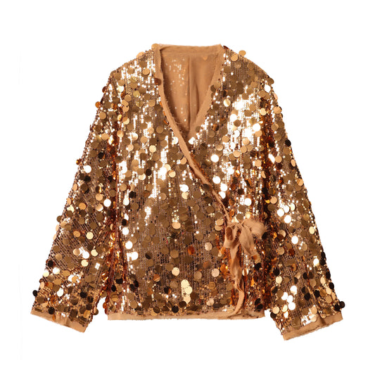 Veste Femme Paillette Or