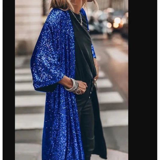 Veste Femme Chic Bleu Avec Strass