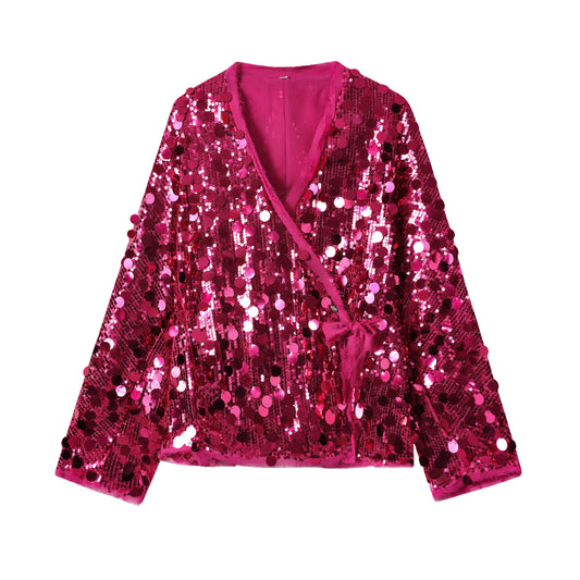 Veste Femmes Strass Rouge Fetes