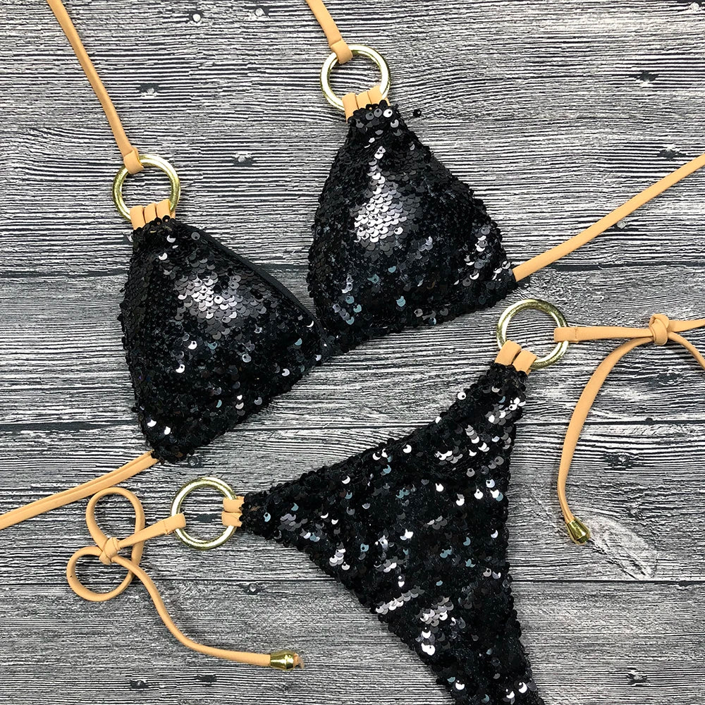 Maillot De Bain Femme Noir Pailleté