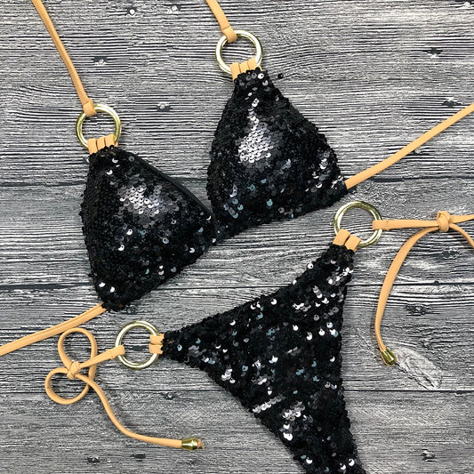 Maillot De Bain Femme Noir Pailleté