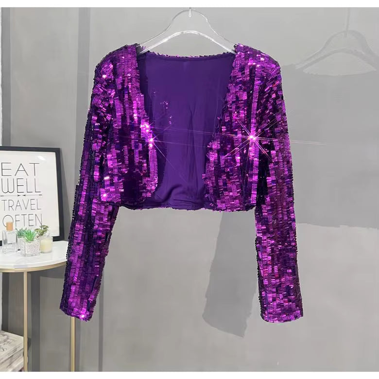 Veste Femme Avec Paillettes Violettes