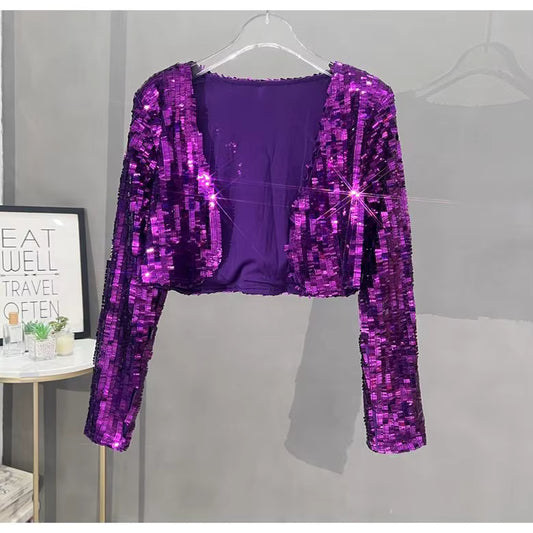 Veste Femme Avec Paillettes Violettes