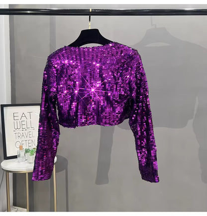 Veste Femme Avec Paillettes Violettes 32