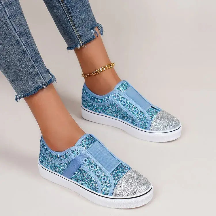 Basket Bleu Paillette Femme - baskets