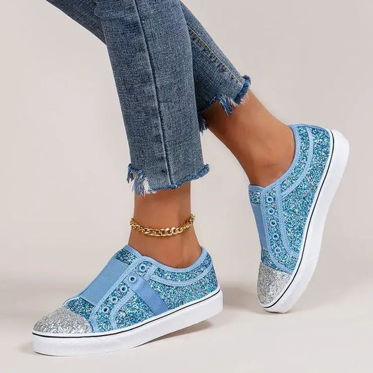 Basket Bleu Paillette Femme - baskets