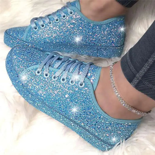 Basket Femme Bleu Paillette - baskets