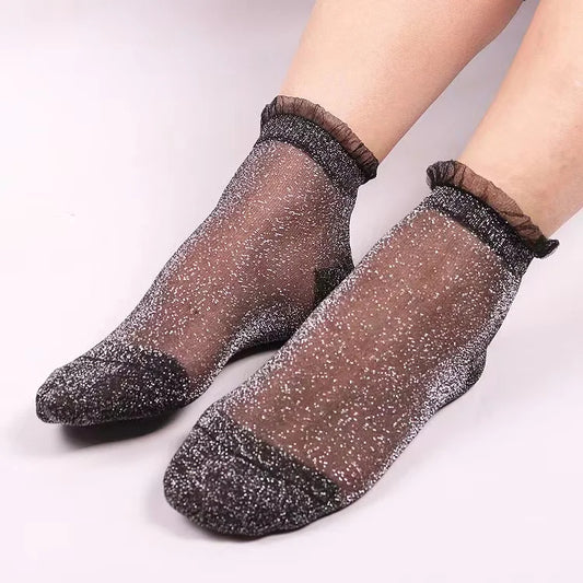 Chaussettes Résilles Bordure Paillettes