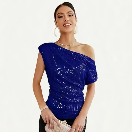 Haut De Femme Paillette Bleu - hauts