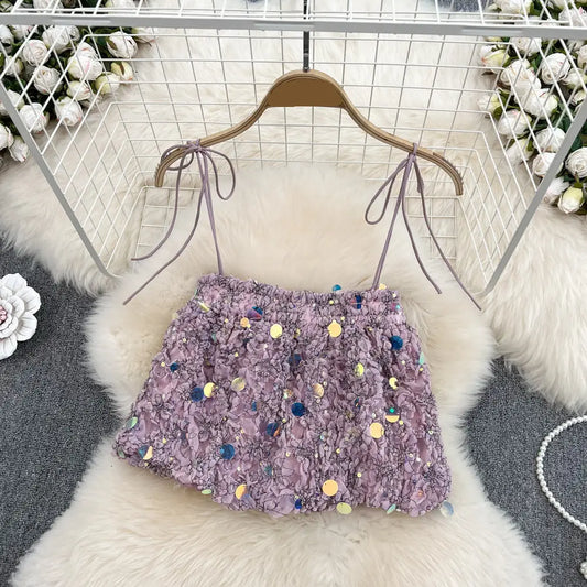 Haut Femme Brillant Sequins Paillettes - hauts