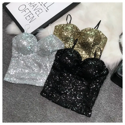Haut Noir Pailleté Femme - hauts