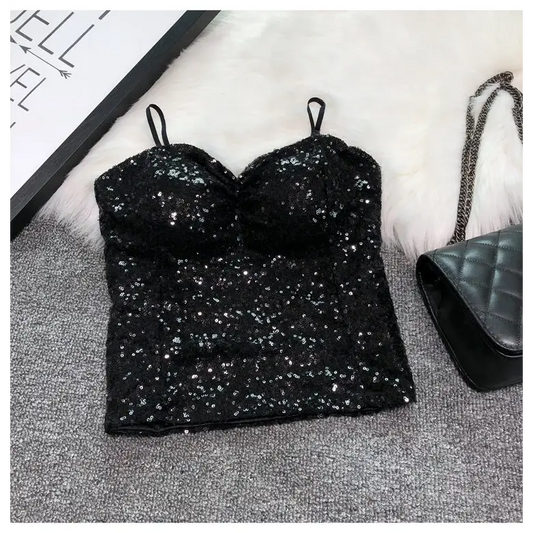 Haut Noir Pailleté Femme - hauts