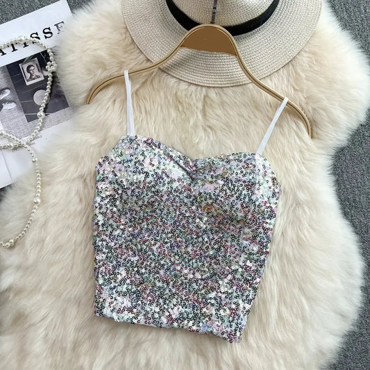 Haut Pailletté Blanc Femme - hauts