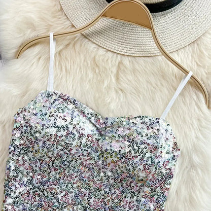 Haut Pailletté Blanc Femme - hauts