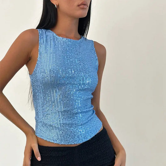 Haut Paillette Bleu Femme - hauts