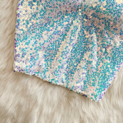 Haut Paillette Femme Bleu - hauts