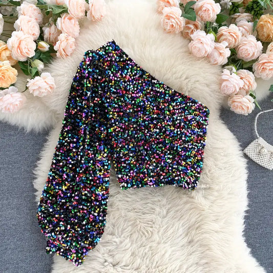 Haut Paillette Femme Disco - hauts