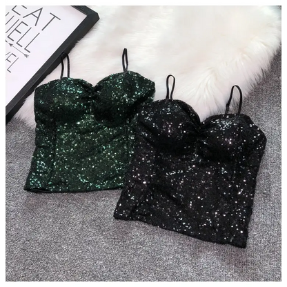 Haut Paillette Femme Vert - hauts