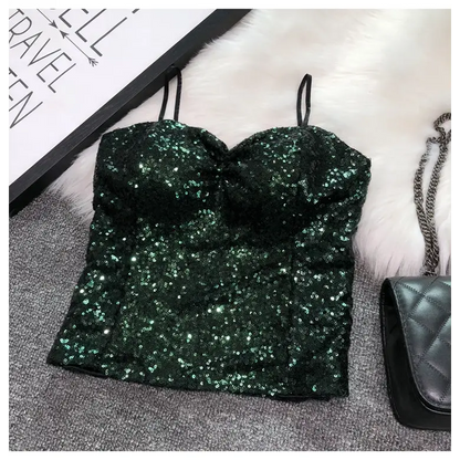 Haut Paillette Femme Vert - hauts
