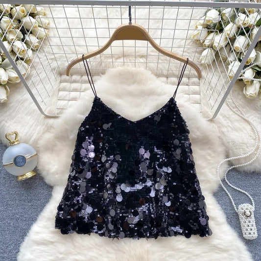 Haut Paillette Noir Femme - hauts