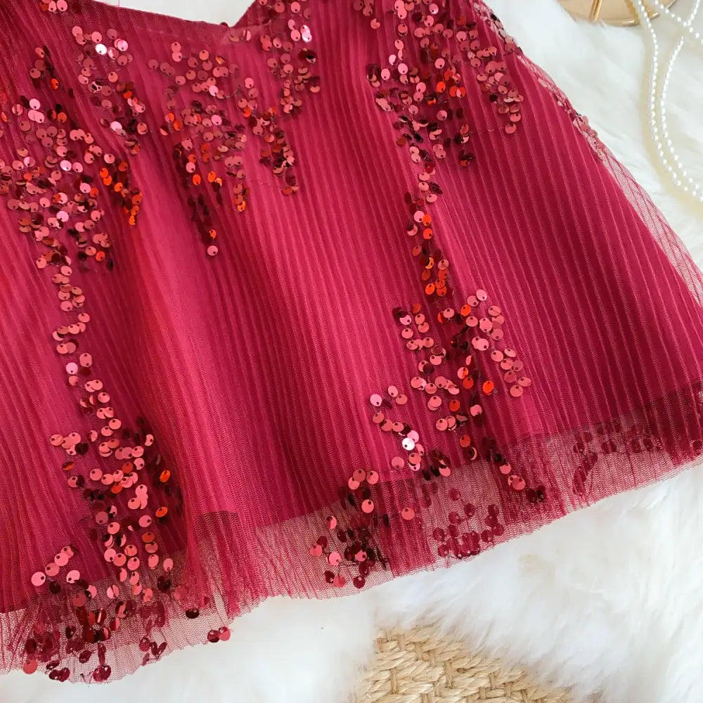 Haut Paillette Rouge Femme - hauts