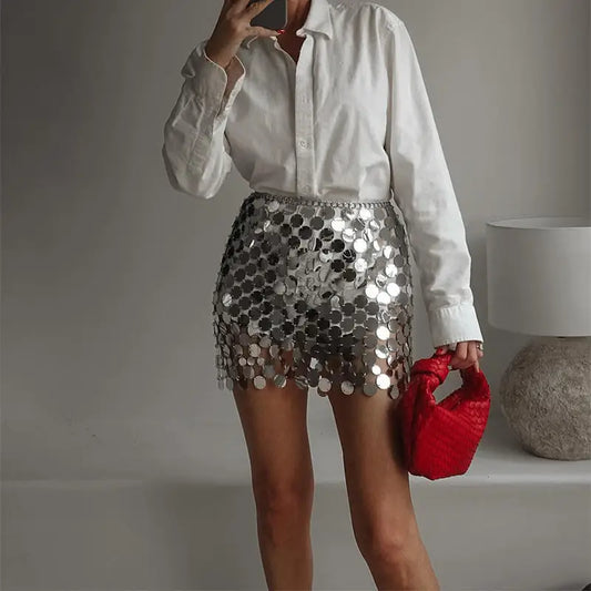 Jupe Paillette Argent - jupes