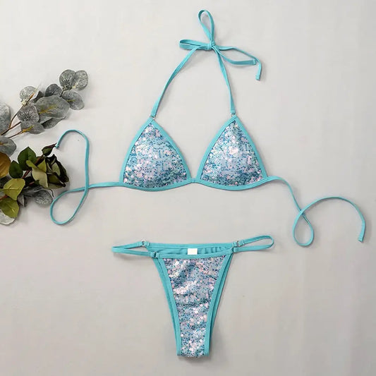 Maillot De Bain Bleu Paillette - maillots de bain