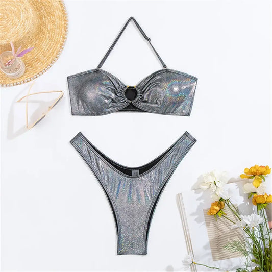 Maillot De Bain Gris Paillette - maillots de bain