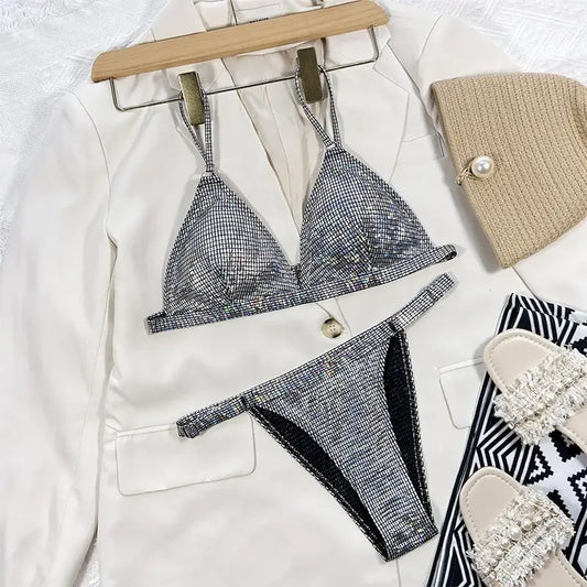Maillot De Bain Paillette Gris - maillots de bain