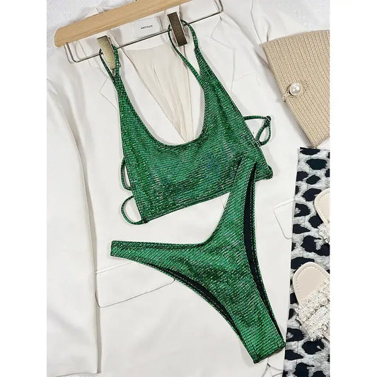 Maillot De Bain Vert Pailleté - maillots de bain
