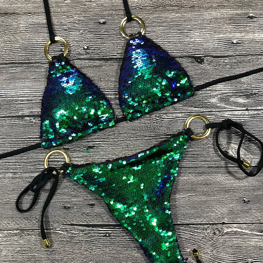 Maillot De Bain Vert Paillette - maillots de bain