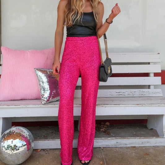 Pantalon A Paillettes Femme - pantalons