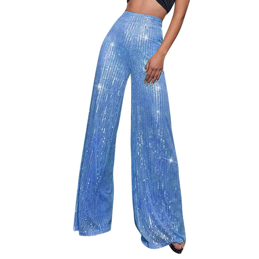 Pantalon Large Pailleté Femme - pantalons