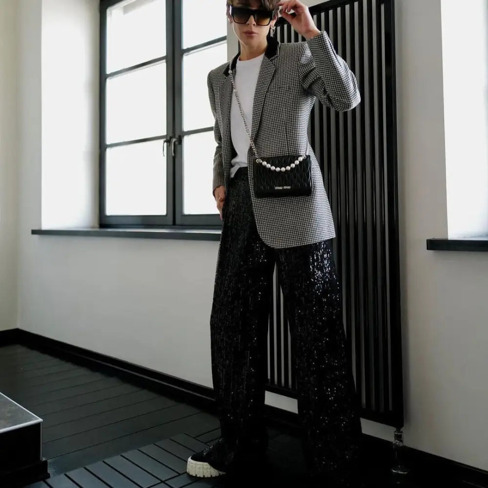 Pantalon Pailleté Noir - pantalons