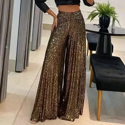 Pantalon Paillette Or - pantalons