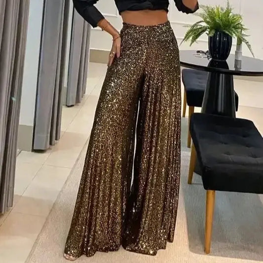 Pantalon Paillette Or - pantalons
