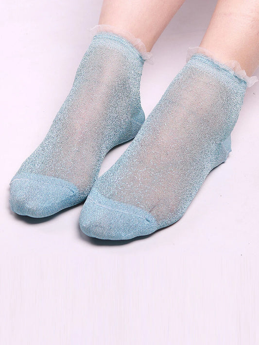 Chaussettes Paillettes Transparentes Volant