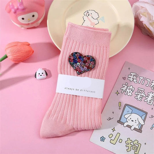 Chaussettes Roses Coton Paillette