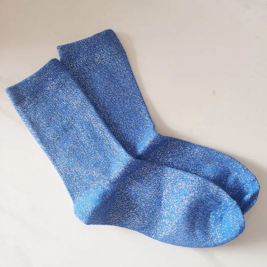 Chaussettes A Paillettes Bleu Ciel Femme