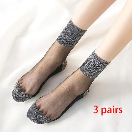 Chaussettes Argent Pailleté (x3)
