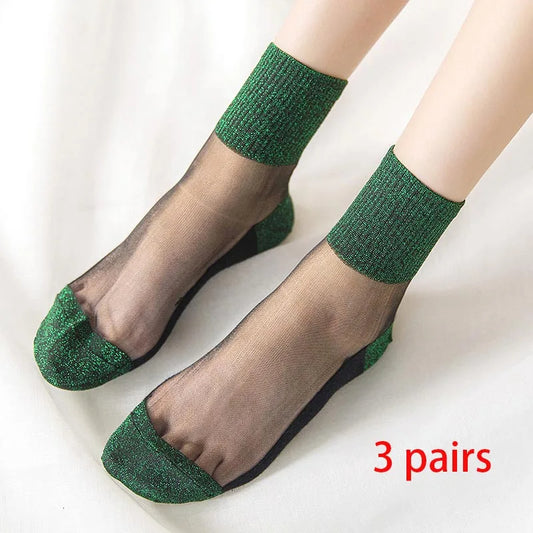 Chaussettes Paillettes Kakis (x3)