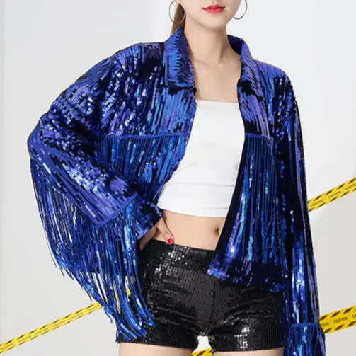 Veste A Paillette Bleu Femme - vestes