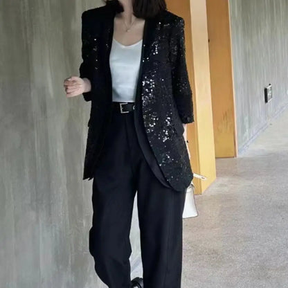Veste Noire Paillettes Femme - vestes