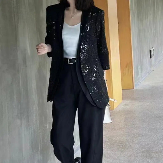 Veste Noire Paillettes Femme - vestes