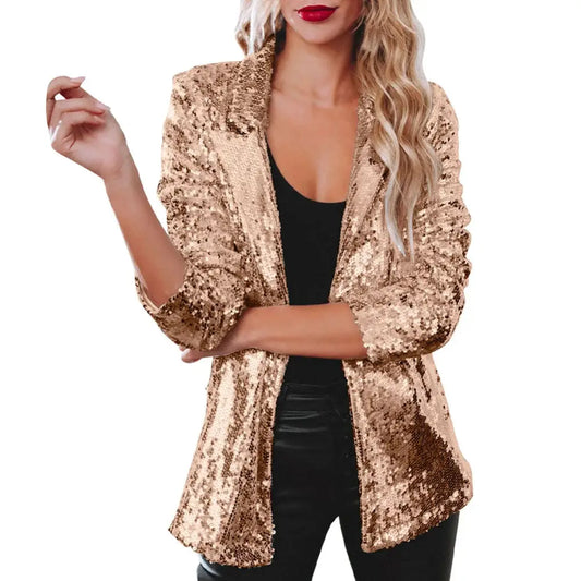 Veste Pailletée Dorée Femme - vestes