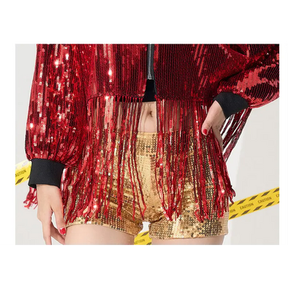 Veste Paillette Rouge Femme - vestes